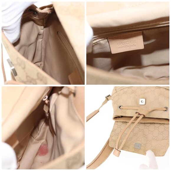 GUCCI GG Canvas Backpack Beige Silver main image 8